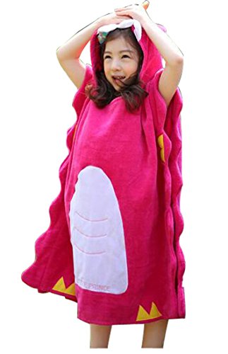 Glield Unicorn Hooded Poncho Towel Kids Hooded Bath / Beach Towel Wrap for Age 2-10 ETYJ01 (Red)