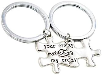 Her Buck His Doe 2 Pcs Couples Gift Heart Puzzle Dog Tag Key Chain BFF's Necklaces Keychain