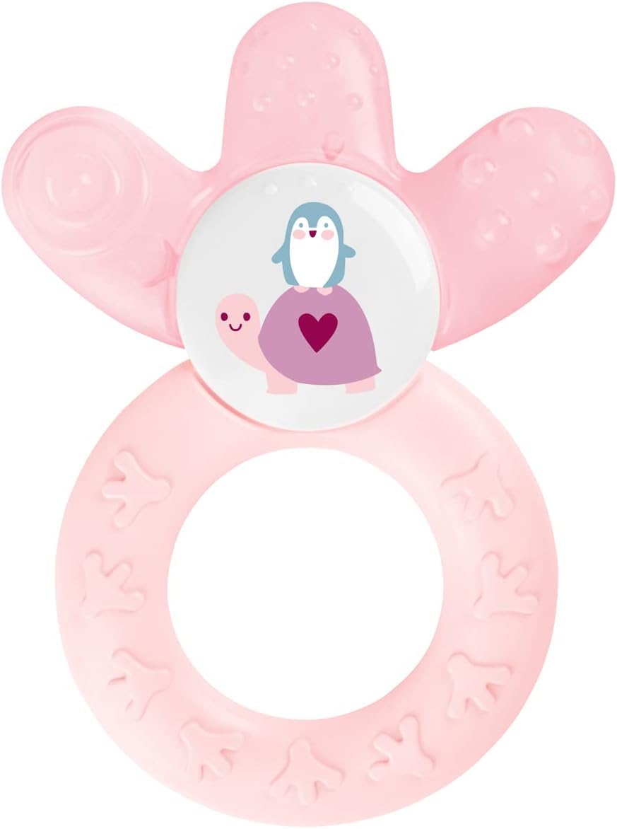MAM Cooler Teether | Sensory Teething Toy for Babies | Suitable from 4+ Months | Cooling and Soothing Relief for Painful Gums | Unique Shape and Ergonomic Design | Pink