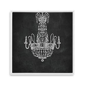 Framed Canvas Wall Art for Living Room, Bedroom Chandelier Silhouette XIII Canvas Prints for Home Decoration Ready to Hang - 16x16 inches
