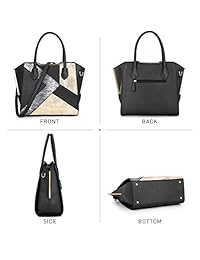 Dasein Bolsos de piel de serpiente para mujer Bolsos de cuero vegano Bolso de retazos Bolsos con asa superior con correa larga para el hombro