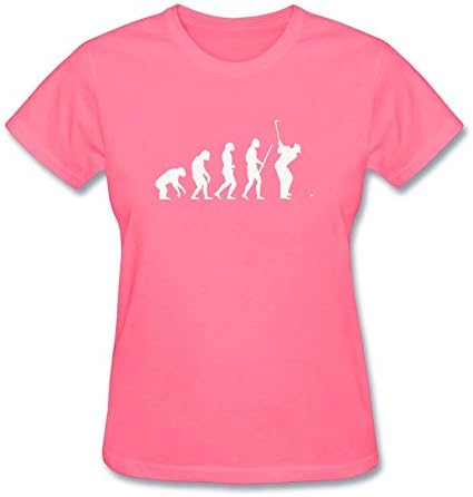 Interesting Human Evolution Of Golf Round Collar Womens T Shirts S Pink