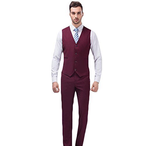image for MAGE MALE Mens Solid 3-Piece Suit Slim Fit Notch Lapel One Button Tuxe