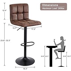 SUPERJARE Bar Stools Set of 2-360° Swivel