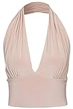 Sexy Womens Solid Milk Fabric Halter Neck Backless Crop Top