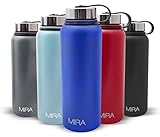 40 Oz (1200 ml) Vacuum Insulated Powder Coated Water Bottle | Double Walled Stainless Steel Travel Bottle Keeps Your Drink Hot & Cold