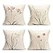 Royalours Throw Pillow Covers Green Leaf Floral Decorative Throw Pillow Case Cushion Cover Cotton Linen Pillowcase for Home Sofa Car 18 x 18 Inches Set of 4 (Fresh Floral)