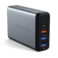 Satechi Type-C 75W Travel Charger with USB-C PD Fast Charge, Quick Charge 3.0 - Compatible with 2019 MacBook Pro, 2018 MacBook Air, 2018 iPad Pro, iPhone 11 Plus Max/11 Plus/11
