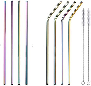 Black Friday Sale Stainless Steel Straws, 8PC Reusable Straw Long Stainless Steel Drinking Straws Cleaning Brush Food Grade 304 Stainless Steel Eco-Friendly Non-Toxic Alternative to Plastic MR