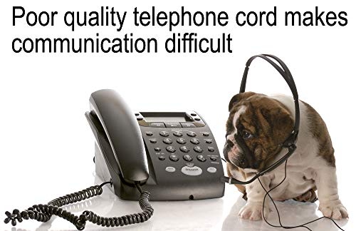 Telephone Cord, Phone Cord, handset Cord, Black, 2 Pack, - Thumbnail 3