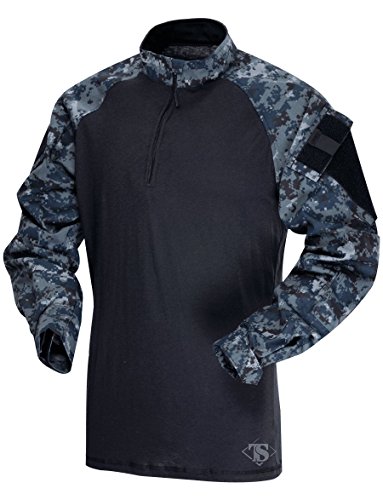 Tru-Spec 65/35 Polyester/Cotton Rip-Stop 1/4 Zip Tactical Response Combat Shirt Midnight digital/Navy Medium