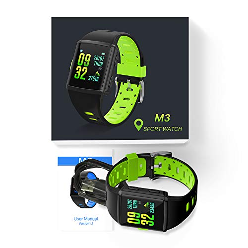 SMA-M3 GPS Sport Smart Watch for Man for Women Fitness Tracker Heart Rate Monitoring Watches as Gift (Green)