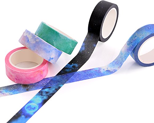 Ace Select 5 Rolls Colorful Galaxy Starry Sky Washi Tapes Set Creative Scrapbooking Craft Masking Tape for Wrapping and Arts Crafts 8M