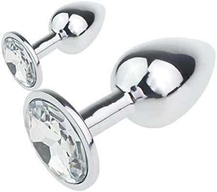 IRRANA 2pcs(M+S) Suppository Gem Stimulation Jeweled Butt Plug Personal Massage Toys for Beginner (Diamond)