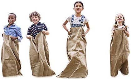 Zelka Premuim Potato Sack Bags- 4 Quality Burlap Sack Relay Race Bags for Kids Birthday Party Game- Fits Children and Adults