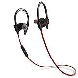 Bluetooth Headphones,SMBOX Bluetooth Sports Earbuds with Built in Mic Wireless Gym Earphones Sweat/Waterproof Stereo In-Ear Earphone Headset for Running and Workout– Red