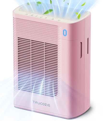 Trucozie Air Purifier for Home Large Room Bedroom Up to 1937 Ft² in 1 Hr With Double-sided Air Inlet, Air Quality and Light Sensors, HEPA Sleep Mode for Allergies, Dust, Pollen, Pet Hair, Pink