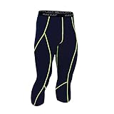 Baleaf Men's Cool Running Fitness Compression 3/4 Leggings Tights Navy Size L