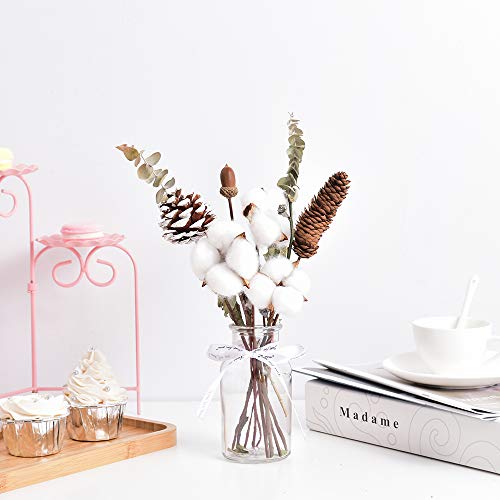 Hagao Cotton Balls with Branch Wreath Decor Cotton Bolls Made of Real Natural Cotton Great for Crafting Farmhouse Style 10 pcs - Thumbnail 4