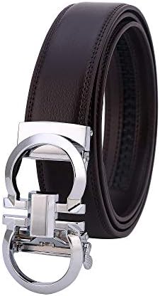 Mens Genuine Leather Rachet Dress Belt Comfort Click on Automatic Gold Or Silver Buckle Belt 35mm