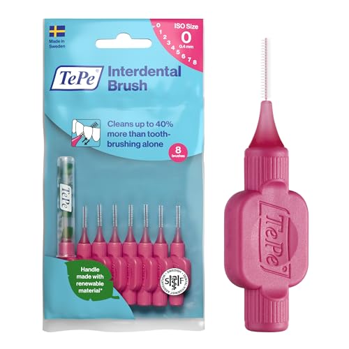 Scovolino TePe, Original, Rosa, 0.4mm/ISO 0, 8pz, rimozione placca, pulizia interdentale efficace, filo interdentale, per spazi stretti