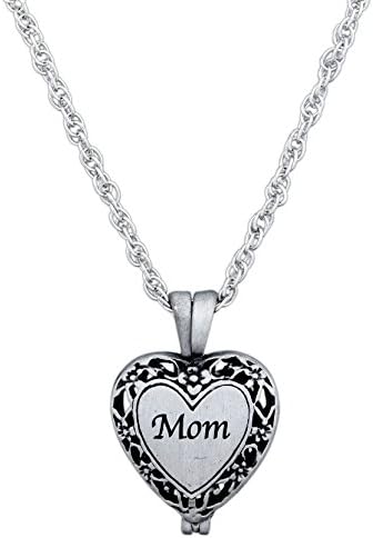 CA Gift Memorial Urn Locket Necklace with Vial for Ashes on 23" Rope Chain (Mom)