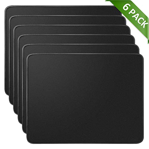 MROCO Mouse Pads Pack with Non-Slip Rubber Base, Premium-Textured and Waterproof Mousepads Bulk with Stitched Edges, Mouse Pad for Computers, Laptop, Office & Home, 11x8.5 inches, 3mm, 6 Pack, Black