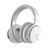 COWIN E7 Bluetooth Headphones Wireless Headphones Over Ear with Mic/Deep Bass, Comfortable Protein Earpads, 30 Hours Playtime for Travel/Work/TV/Computer/Cellphone - White