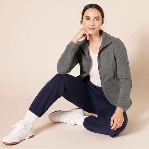 AMAZON ESSENTIALS WOMEN’S CLASSIC-FIT FULL-ZIP POLAR SOFT FLEECE JACKET (AVAILABLE IN PLUS SIZE), CHARCOAL HEATHER, 2X