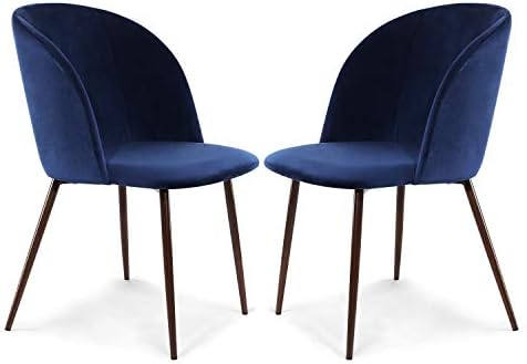 EdgeMod Kantwell Velvet Dining Chair in Space Blue (Set of 2)