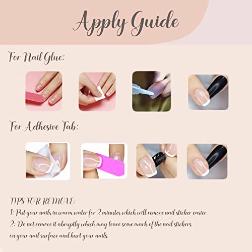 BABALAL Coffin Press on Nails Long Fake Nails Blue French Tip Heart Glue on Nails Rhinestone Ballerina Acrylic Nails for Women and Girls 24Pcs Valentines Nails Press on - Image 6