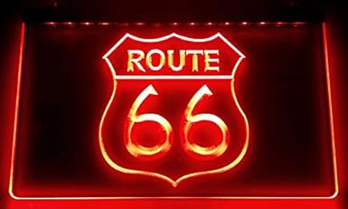 Route 66 Leuchtschild LED Neu Schild Laden Reklame Neon Neonschild USA