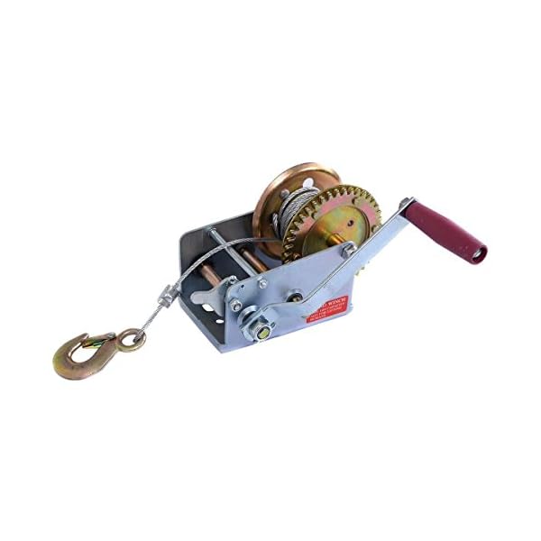 2000lb-1-Ton-Hand-Crank-Steel-Gear-Cable-Wire-Winch-Boat-ATV-Trailer-wHook