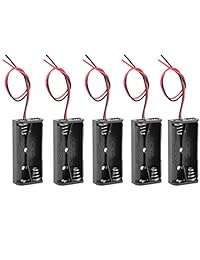 Uxcell 5pcs 2 x 1.5 V AAA Battery Holder Storage Box Wire Leads Negro de plástico