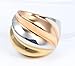 Vintage Stainless Steel Tri-Color Big Head Ring,Gold Plated,,Rose Gold Plated,24mm Width,Size 8