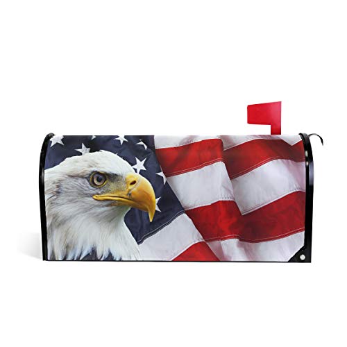 MAHU Magnetic Mailbox Cover American Flag Bald Eagle Animal Post Box Letter Cover Mailbox Wrap for Home Garden Yard Decor, 20.7''x18.03''