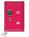 Kid's Coin Bank Locker Safe with Single Digit Combination Lock and Key - 7” High x 4” x 3.9” Hot Pink