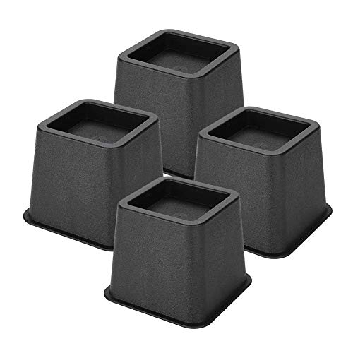 Ausla Bed Risers 3 Inch, Set of 4 Heavy Duty Square Furniture Frame Lift PP Bed Chair Risers Feet Leg Lift Furniture Raisers for Chairs Tables Desks Sofas(Black)