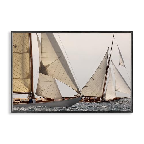 Stupell Industries Catching Up Sea Vessels Black Framed Giclee Art design by Jo…