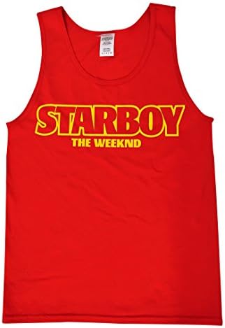 Starboy The Weeknd Tank Top, XO Red XO The Weeknd, Starboy(Yellow Print) (Small)
