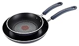 T-fal B129S2 Color Luxe Hard Titanium Nonstick Thermo-Spot Dishwasher Safe PFOA Free 8-Inch and 10-Inch Fry Pan Set Cookware, 2-Piece, Blue