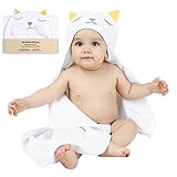 Hooded Baby Towel(Cat). Natural Cotton, Large 33 × 34 Inch Size. Extra Soft & Absorbent & Warm for Infant and Toddler by Healthy-Home.