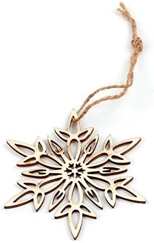 [Snowflake#2] 10pcs Christmas Tree Ornaments Snowflake Deer Star Bell DIY Wooden Pendants Christmas Party Decoration New Year Gift
