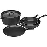 AmazonBasics Pre-Seasoned Cast Iron 5-Piece Cookware Set -(SX-5PC)