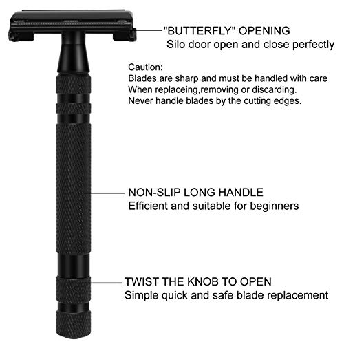 Amazing Razor Shaving Kit - Begin Quality Shave at Home. Mysterious Black Men's Shaving & Grooming Sets - Safety Razor,Friendly Brush,Great Shaving Stand,Shaving Soap Bowl, Super Stainless Blades - Thumbnail 3
