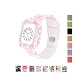 MLQSS Soft Silicone Shockproof Rugged Watch Band with Protective Case for Apple Watch 38mm 42mm,Sport Style Strap Bands Wristband for iWatch Series 3 Series 2 Series 1 Sport Edition