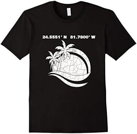 Mens Latitude Longitude Key West T Shirt 2XL Black