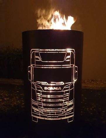 TiKo-Design Feuertonne - Lagerfeuertonne - Feuerkorb mit Scania Truck Motiv â Verleihen Sie Ihrem Garten EIN besonderes Ambiente für unvergessliche Abende mit ihren Trucker Freunden – Bild 7