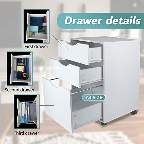 QDSSDECO 3Drawer Wood File Mobile Lateral Filing