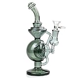 11 Inch Pipe Dual Water Percolator Decorate Glass Bottles at Home Hand-Made Glass Crafts - Easy to Grip and with Ice Shelf （Gray）
